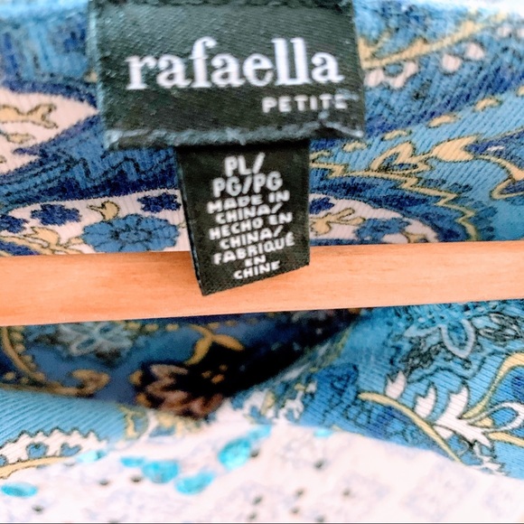 Rafaella Paisley Top Blue 3/4 Sleeve Large Petite - Picture 7 of 9